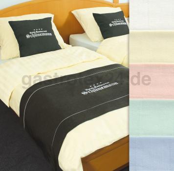 "Leonie" weiß, gelb, hellblau, rosa - Bettbezug 135/200 cm - 28 mm Streifen - mit Hotelverschluß